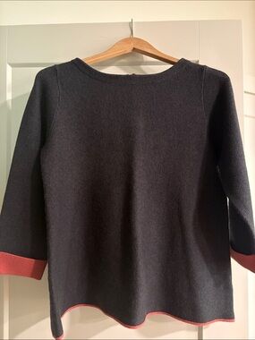 Prada Bateau Neckline Fine-Knit Sweater features a minimalist, color-blocked—EUC